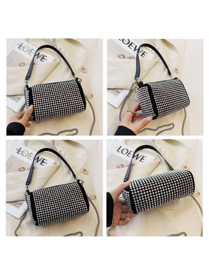 Black & Silver Diamonds Shoulder Bag